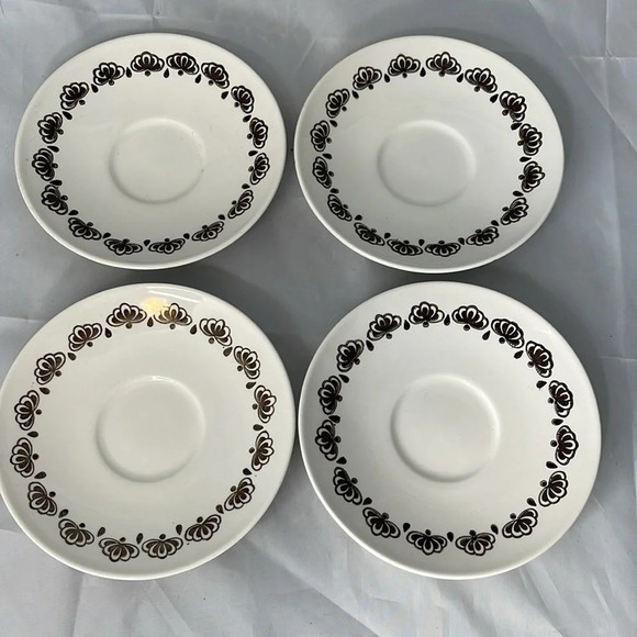 VINTAGE MCM Broadhurst Ironstone Tea Saucers Brown Pattern England Underglaze 4 - Picture 3 of 8